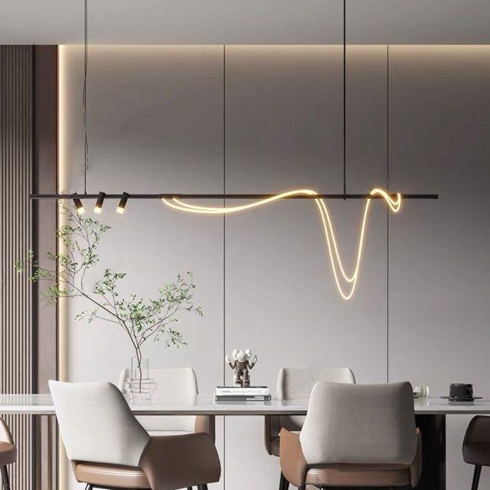 北欧创意个性设计师岛台灯现代简约极简艺术餐厅吧台轻奢长条吊灯