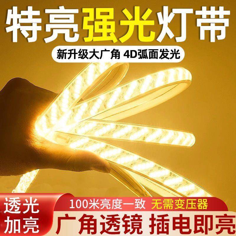 220v灯带户外防水led客厅屋檐外墙氛围室外工程高压暖光暖色灯条