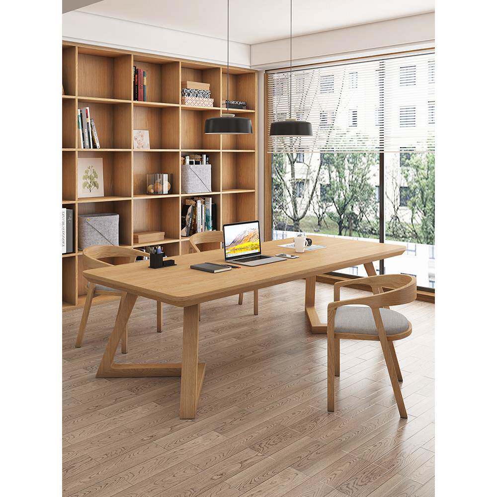 北欧双人实木书桌长条桌家用客厅学生画桌学习桌简约大桌子工作台