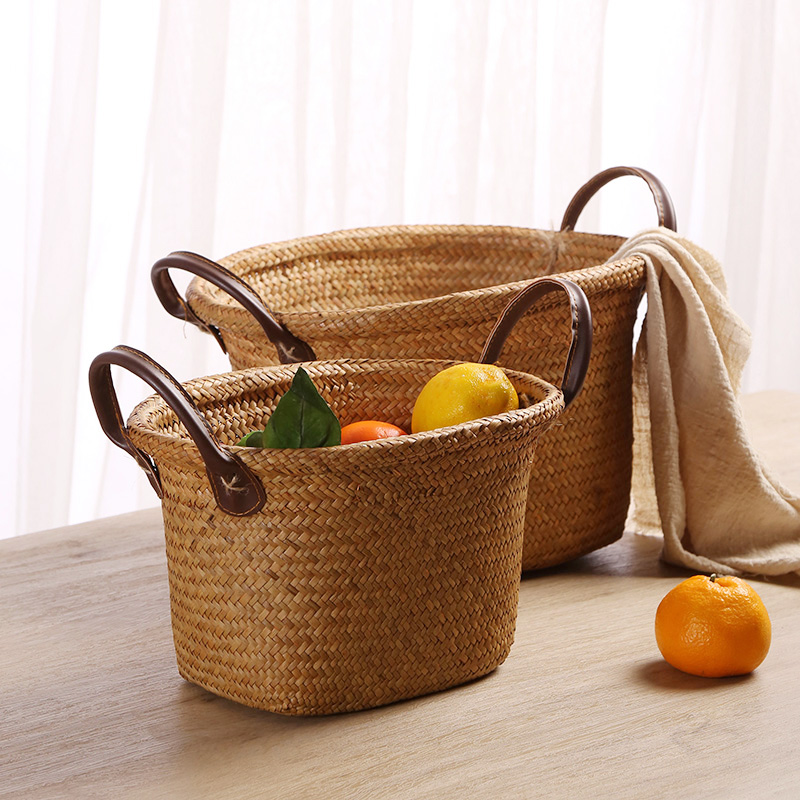 手工海织收纳篮创意家用桌面储物篮藤编零食篮脏衣篮