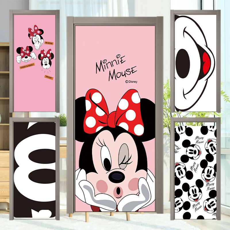定制儿童迪斯尼米老鼠衣柜贴纸玻璃推拉移门自粘遮丑不透明膜