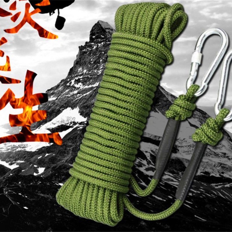 内含钢丝09攀岩绳10/20米安全绳索8毫米钢芯登山攀冰承重200公斤