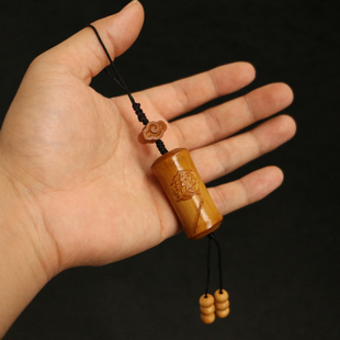 纯手工精工制作罗汉竹老料雕刻清莲钥匙挂件把件把玩配饰