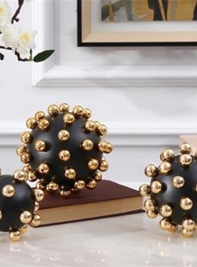 珠珠球摆件简约现圆球创意 样板房售楼处家居桌面装饰金属玄关
