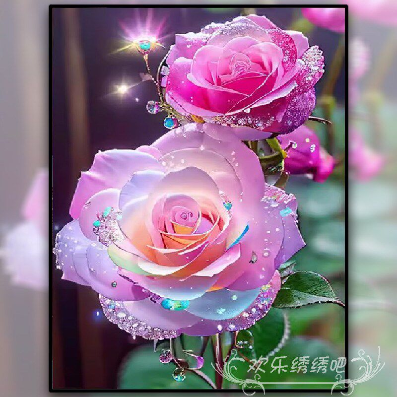 新款花开富贵客厅卧室手工y自己绣花卉钻石画