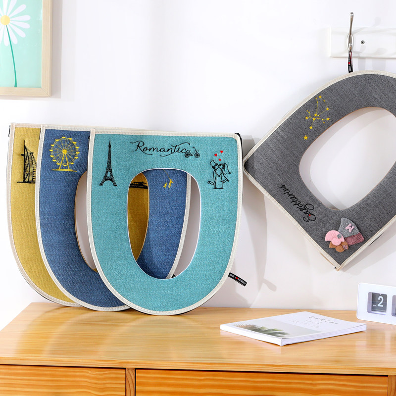 星座思哥垫坐垫加大坐便垫夏季拉链式座便垫绣花套