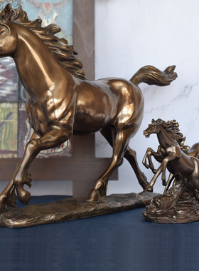 冷铸铜马到成功雕塑招财奔跑骏马摆件店铺开业装饰品