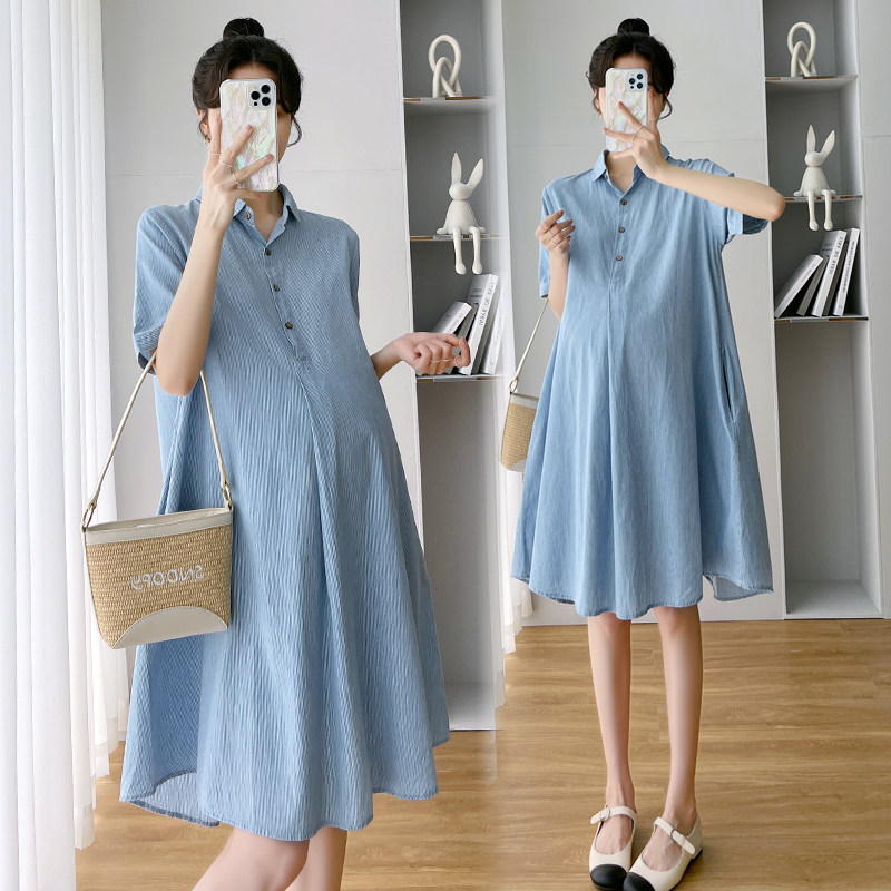 孕妇装夏装短袖上衣2023新款大码遮肚显瘦a字裙宽松中长款连衣裙,孕妇装/孕产妇用品/营养,连衣裙,淘宝优惠券,粉丝福利购,淘宝优惠卷