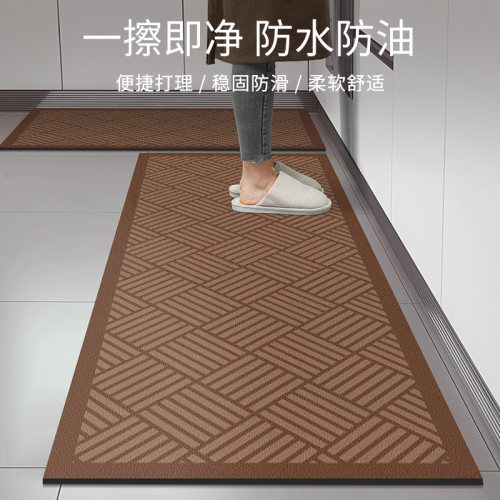 暗纹厨房地垫防油防滑防摔脚垫子整铺门口可擦免洗皮革防水软垫