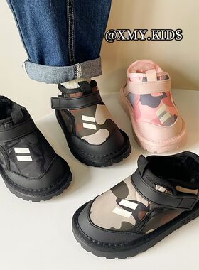 儿童大棉加绒加厚女童鞋子宝宝冬鞋防水2023冬季新款男童雪地靴