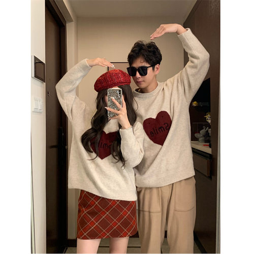 情侣装秋冬2024新款超火过年毛衣连衣裙一男一女韩版法式针织衫潮