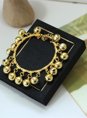 舞蹈演出道具铃铛手链脚链一步一响手环脚环声音响亮金色手链手镯