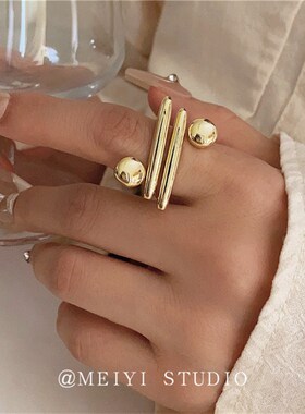 璨金~小众设计冷淡风简约金属夸张戒指 高级感时髦轻奢女指环配饰
