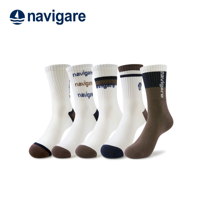 Navigare意大利小帆船男士中筒袜10A抗菌防臭防滑透气秋冬款棉袜