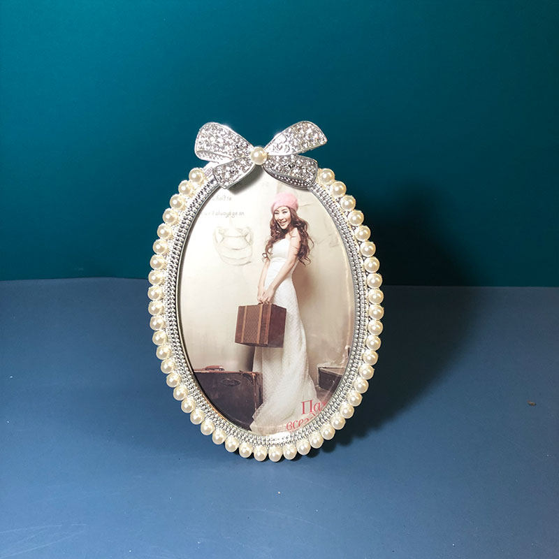 欧式珍珠相框摆台 3六6七7寸创意蝴蝶结床头柜可爱宝宝照片框组合
