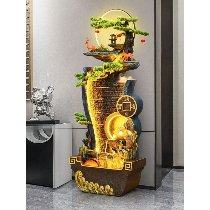 假山喷泉流水f摆件循环水鱼缸客厅办公招财落地装饰水幕墙景观礼