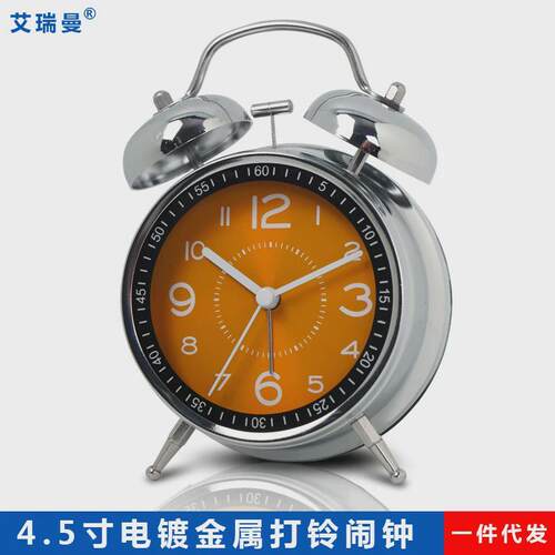 铁艺学生小闹钟儿童静音时尚台钟桌面创意夜光指针石英钟表
