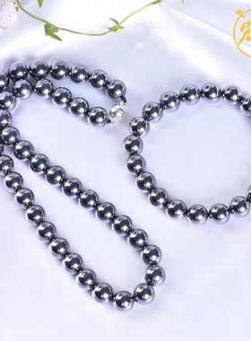 天然太赫兹石塔链 钛赫兹圆珠光珠项链毛衣链健康促循环美容饰品