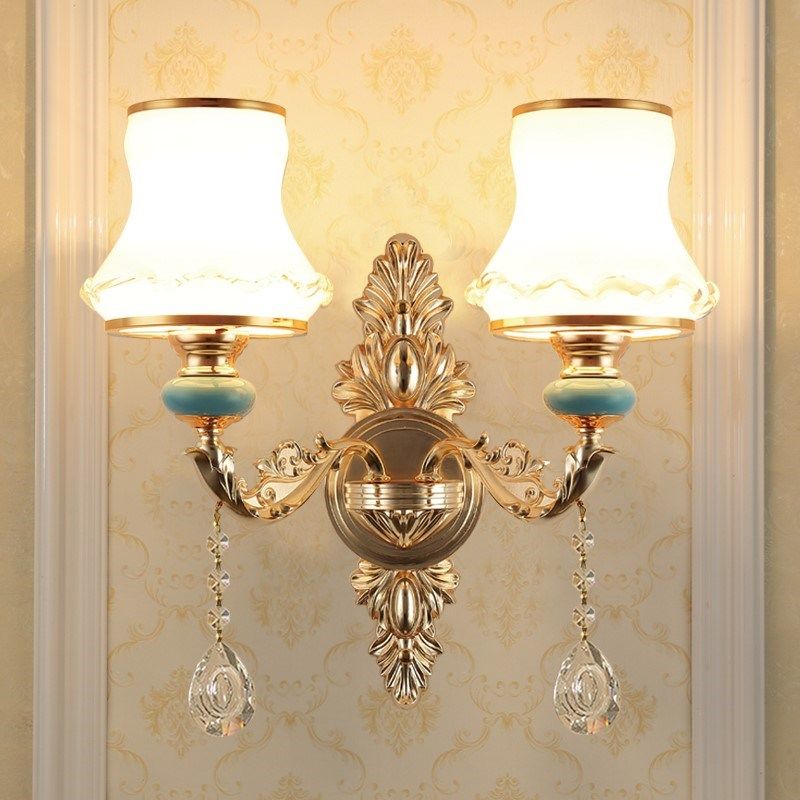 客厅壁灯欧式壁灯水晶壁灯过道大气奢华卧室床头灯电视背景墙壁灯
