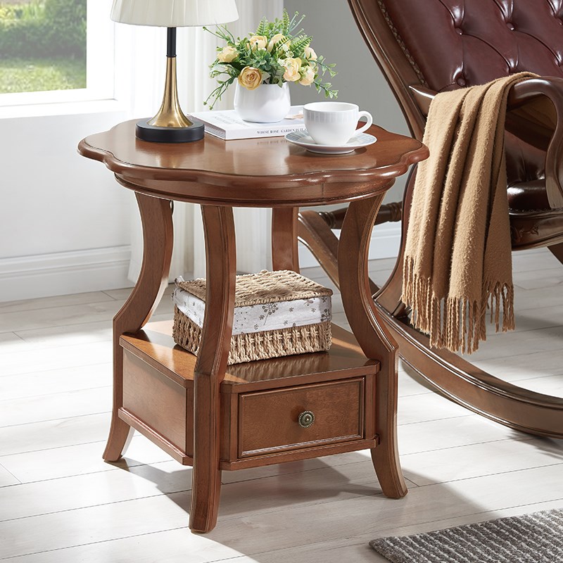 沙发角几客厅边几小户型小茶几简美沙发边柜复古休闲咖啡桌小圆桌