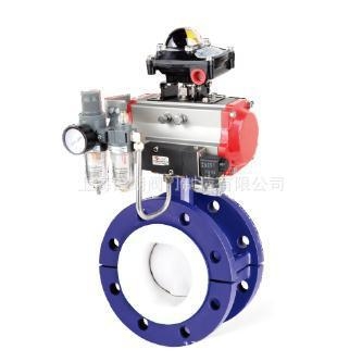 D341F46-16气动衬氟法兰蝶阀 衬氟气动蝶阀 气动衬氟蝶阀防腐蝶阀