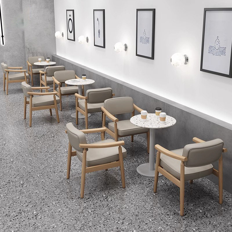 网红奶茶店咖啡厅实木椅子西餐厅茶餐厅甜品店冷饮小吃店桌椅组合