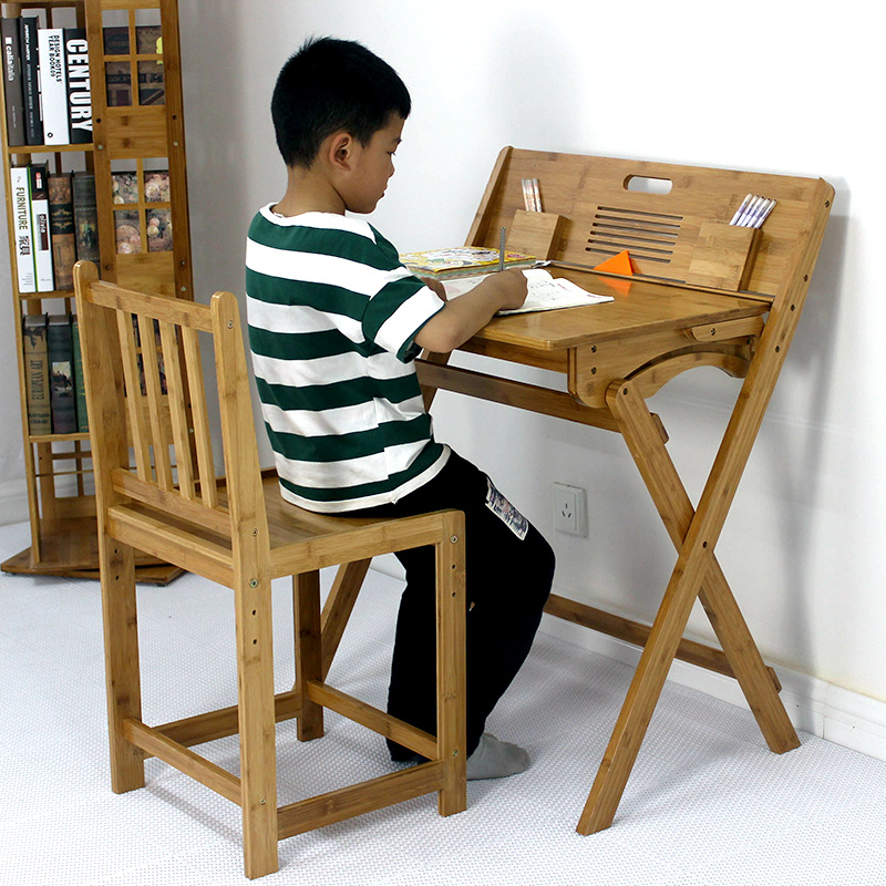 【可折叠书桌】楠竹学习桌椅套装简约小学生简易写字桌家用小户型
