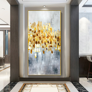 纯手绘油画走廊尽头壁画轻奢进门入户玄关玄幻装饰画竖版招财挂画