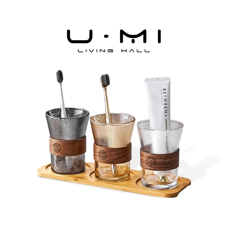 U  VNG希文漱口杯情侣简约玻璃刷牙高档卫生间牙缸杯套装