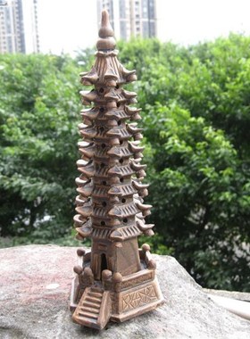 假山盆景流水陶瓷古色宝塔庭院装饰山水盆景摆设水族鱼缸摆件