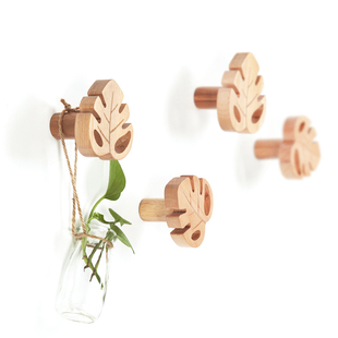 墙面墙饰实装衣帽钩装上挂壁挂创叶木饰玄关壁饰