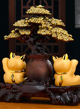 发财树招财猫摆件开业店铺收银柜台办公室客厅电视柜装饰品乔迁礼