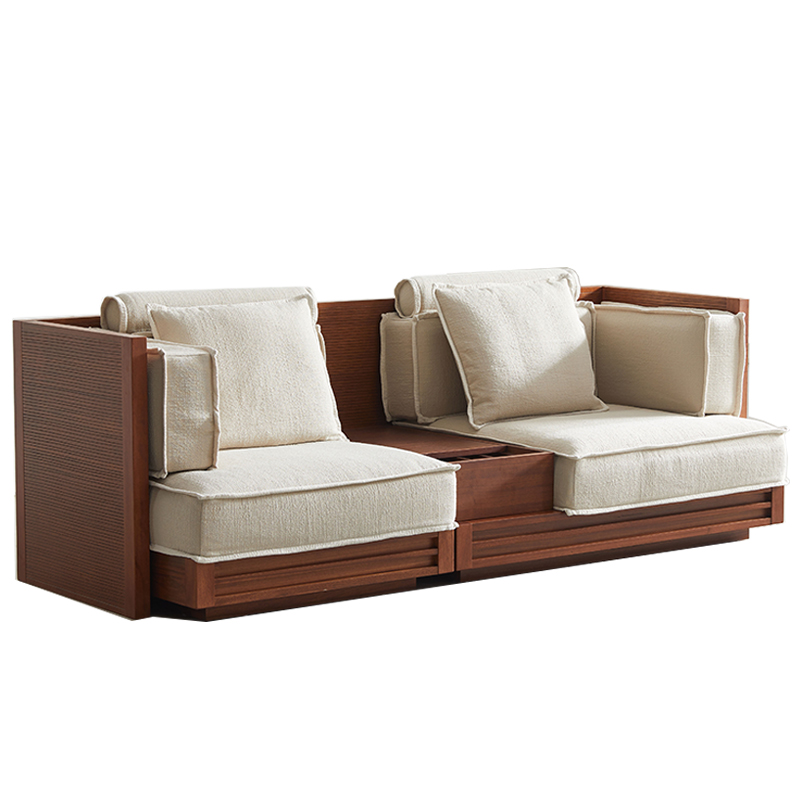 木夕东南亚新中式风格槟榔家具胡桃木色大小户型布艺实木组合沙发