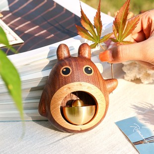 日式胡桃木入户提醒铜门铃铛系龙猫风铃装饰乔迁礼品礼物