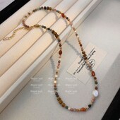 天然石珍珠串珠毛衣项链秋冬女2024新款 高级感轻奢小众锁骨链 爆款