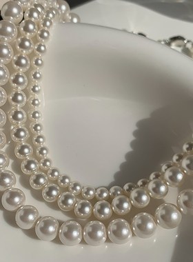 法式轻奢简约冷淡风奶油白色珍珠项链秋冬温柔复古气质毛衣链女