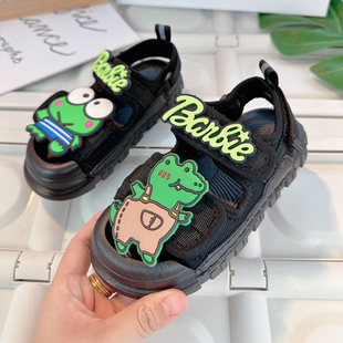 男童鞋子夏款2023新款儿童黑色运动凉鞋镂空网鞋男孩夏天沙滩鞋潮