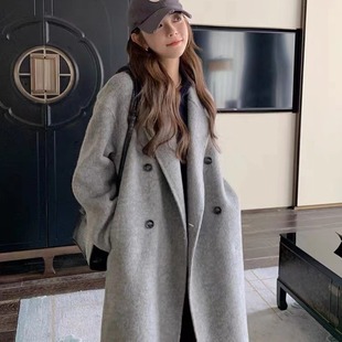 2024秋冬新款潮流简约百搭气质韩版高端婴驼绒双面羊毛手缝大衣