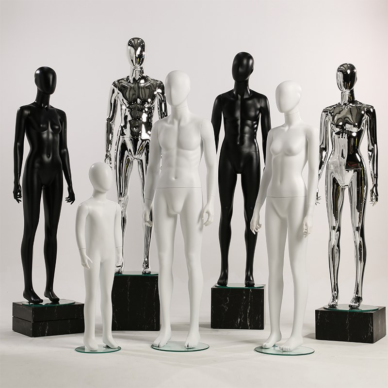 男女儿童模特道具亲子装店橱窗人台展示架子电镀全身模特