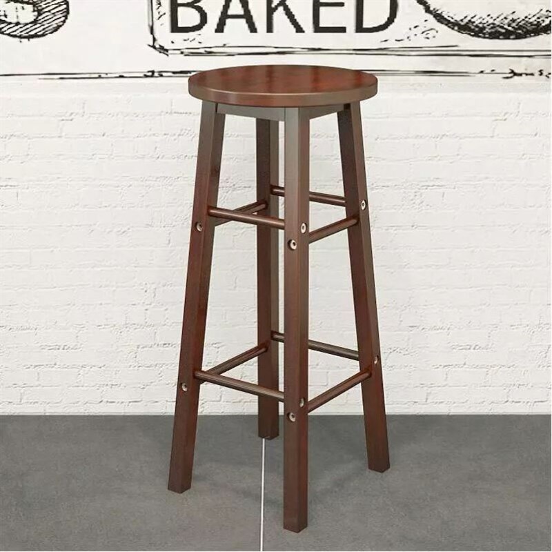【禾木林】实木高脚凳实木吧台椅休闲吧台凳高脚凳咖啡店酒吧专用