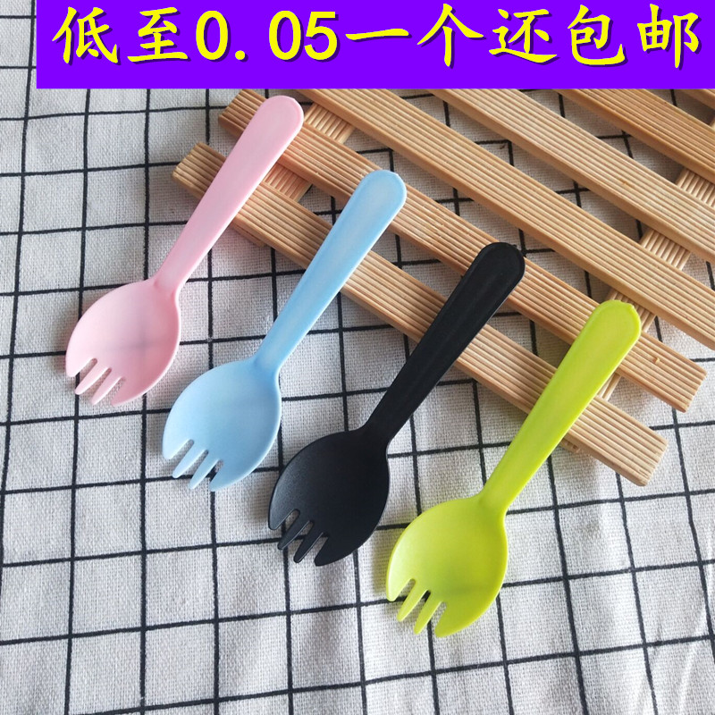 塑料一次性勺子 叉勺 水果叉 蛋糕叉独立装甜品勺0个