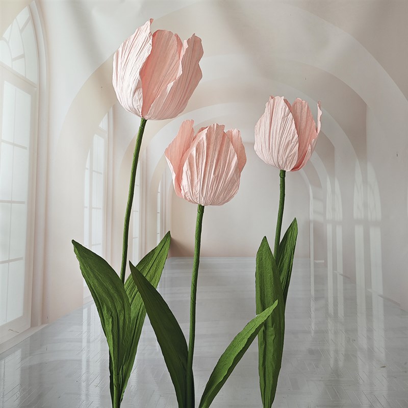 大型纸艺花郁金香婚礼布置路引道具店铺橱窗美陈网红打卡拍照摄影