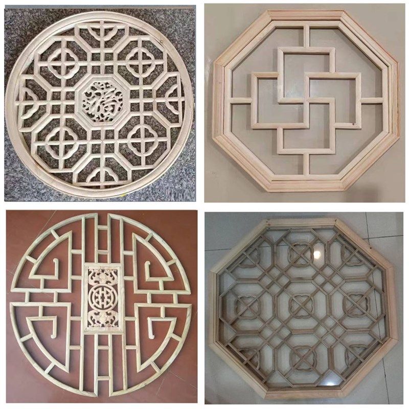 东阳木雕挂件圆窗花格八角福形吊顶装饰灯镂空仿古花窗中式门窗,家居饰品,木雕,淘宝优惠券,粉丝福利购,淘宝优惠卷