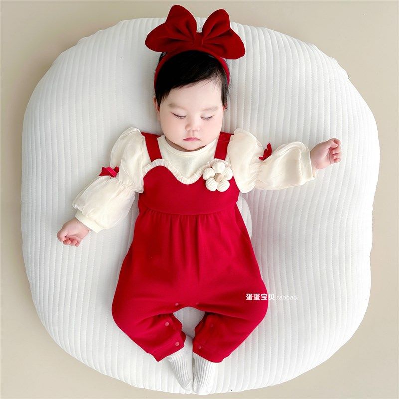 女婴儿衣服宝宝秋装连身超萌公主满月百天秋季外出周岁礼服秋冬装