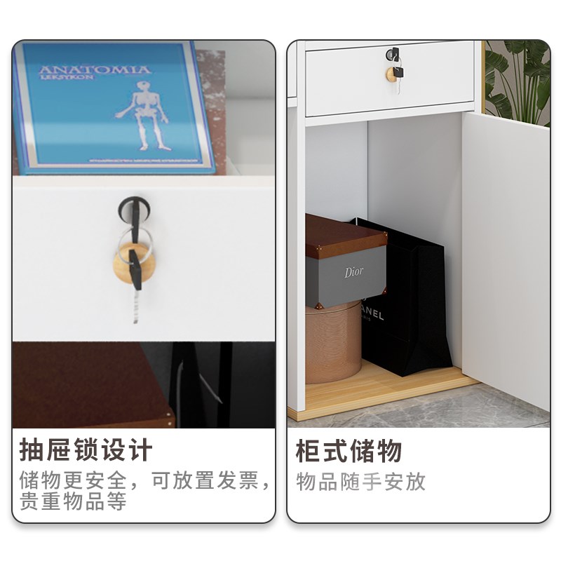 前台桌接待台吧台桌收银台店铺小型简约现代美容院美发柜台女装店