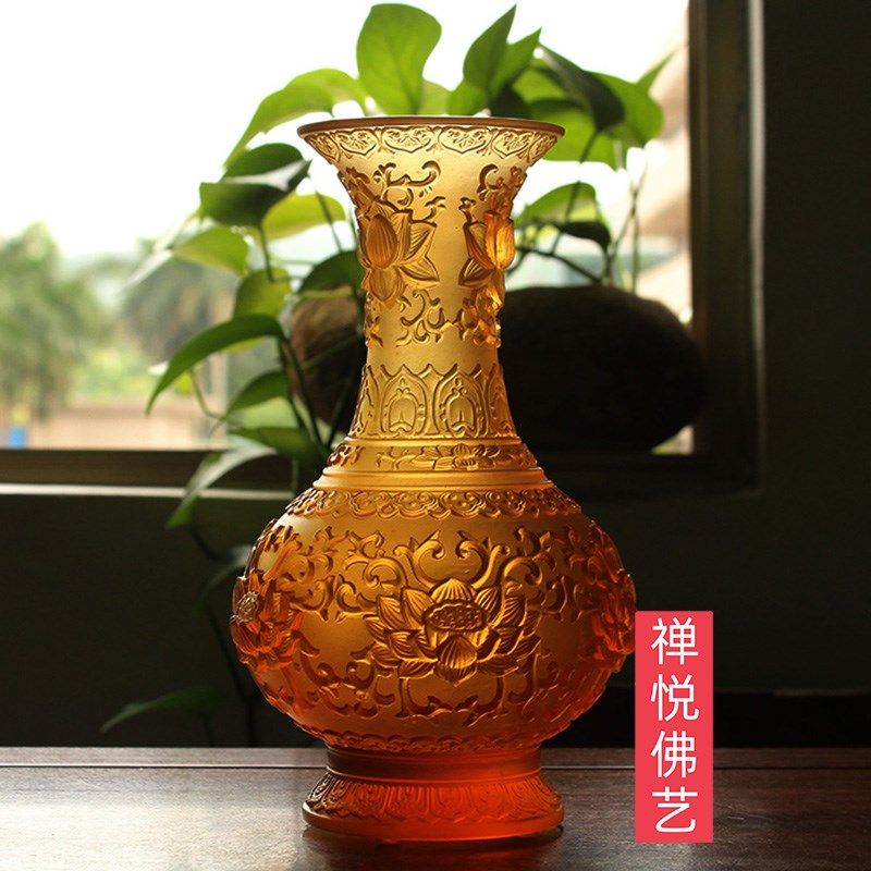 禅悦佛艺古法琉璃家用用品供具花瓶净莲花瓶家居装饰摆件,家居饰品,花瓶,淘宝优惠券,粉丝福利购,淘宝优惠卷