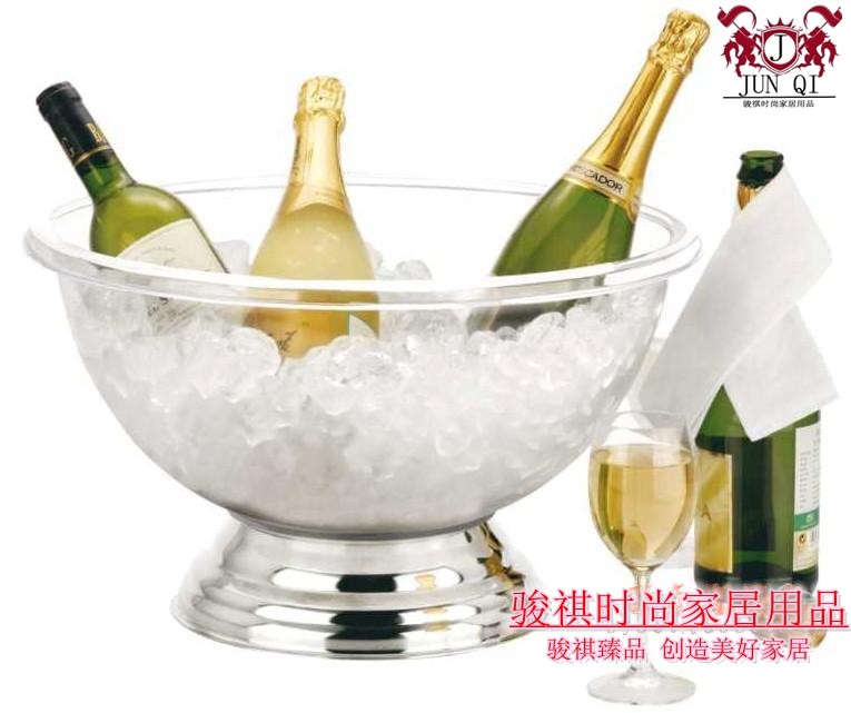 透明沙律盆加大香料桶亚克力钢冰桶PC塑槟冰盆冰桶不锈大酒吧冰桶