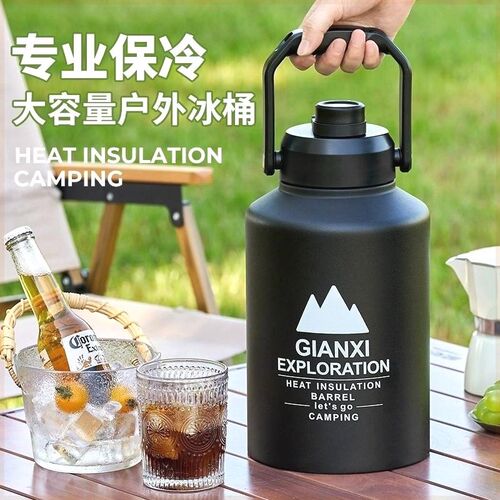 户外冰桶大容量手提箱保冷冰块储存水杯野餐露营保温壶不锈钢摆摊