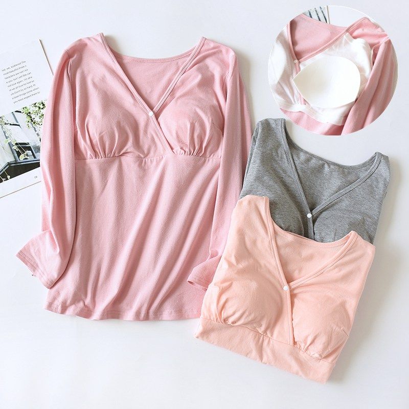 哺乳秋衣带胸垫纯棉孕妇春秋产妇睡衣上衣哺乳衣保暖薄款夏月子服,孕妇装/孕产妇用品/营养,秋衣,淘宝优惠券,粉丝福利购,淘宝优惠卷