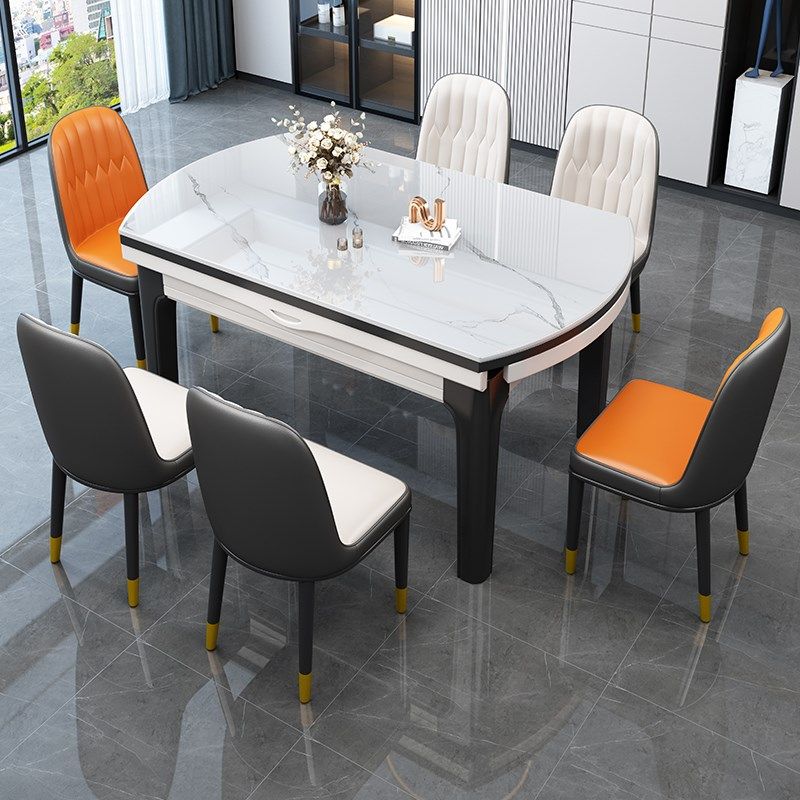 岩板餐桌椅组合现代简约轻奢小户型家用伸缩折叠可变圆饭桌子新款,住宅家具,岩板餐桌,淘宝优惠券,粉丝福利购,淘宝优惠卷